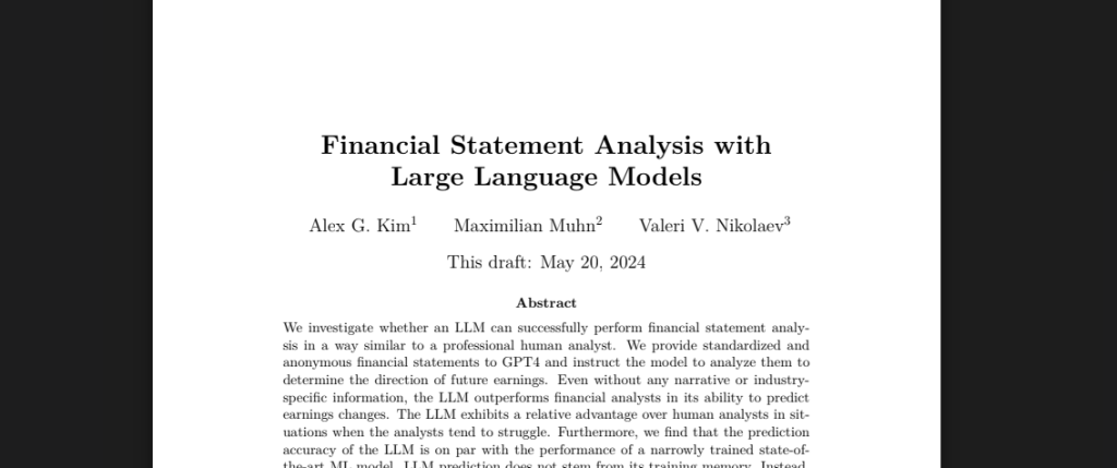 مقاله تحلیل صورت های مالی با مدل های زبانی بزرگ